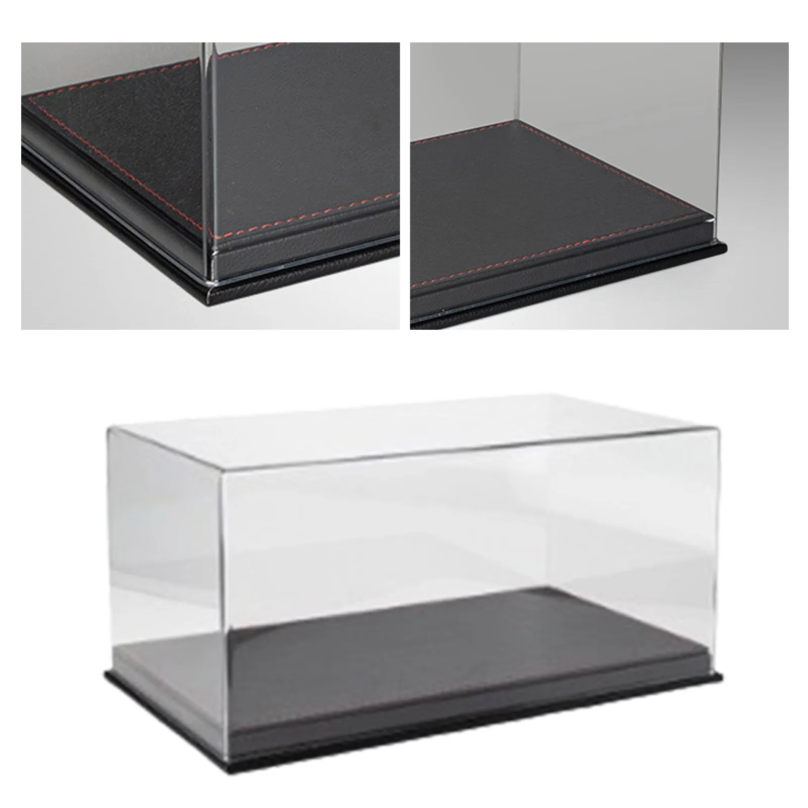 1:18 High Transparency Dust Cover - Leather Base Display Case for 1:24 Car Models with LED Lighting Parking Lot Scene