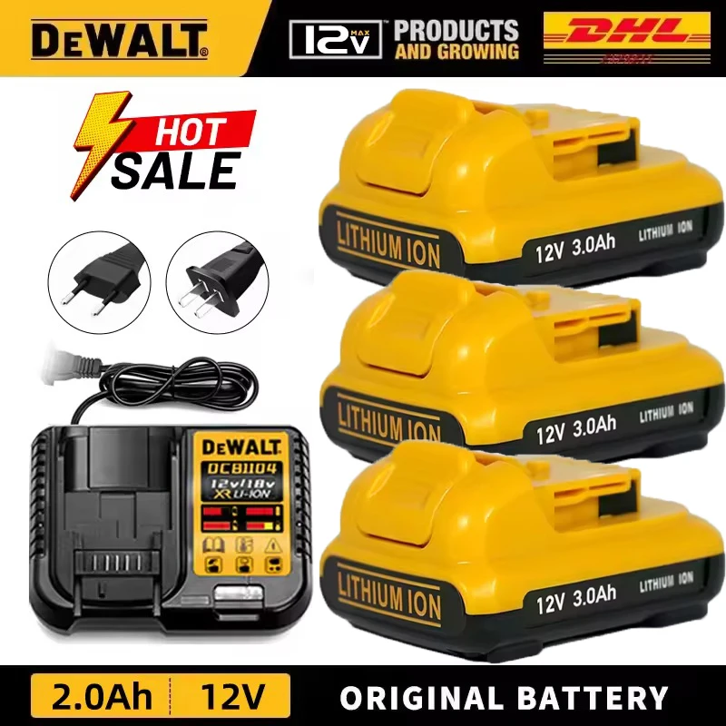 

12V 3Ah DCB201 DeWalt Battery Lithium Ion Battery DCB182 DCB120 DCB123 DCB122 Power Tools Replacement Rechargeable Batteries