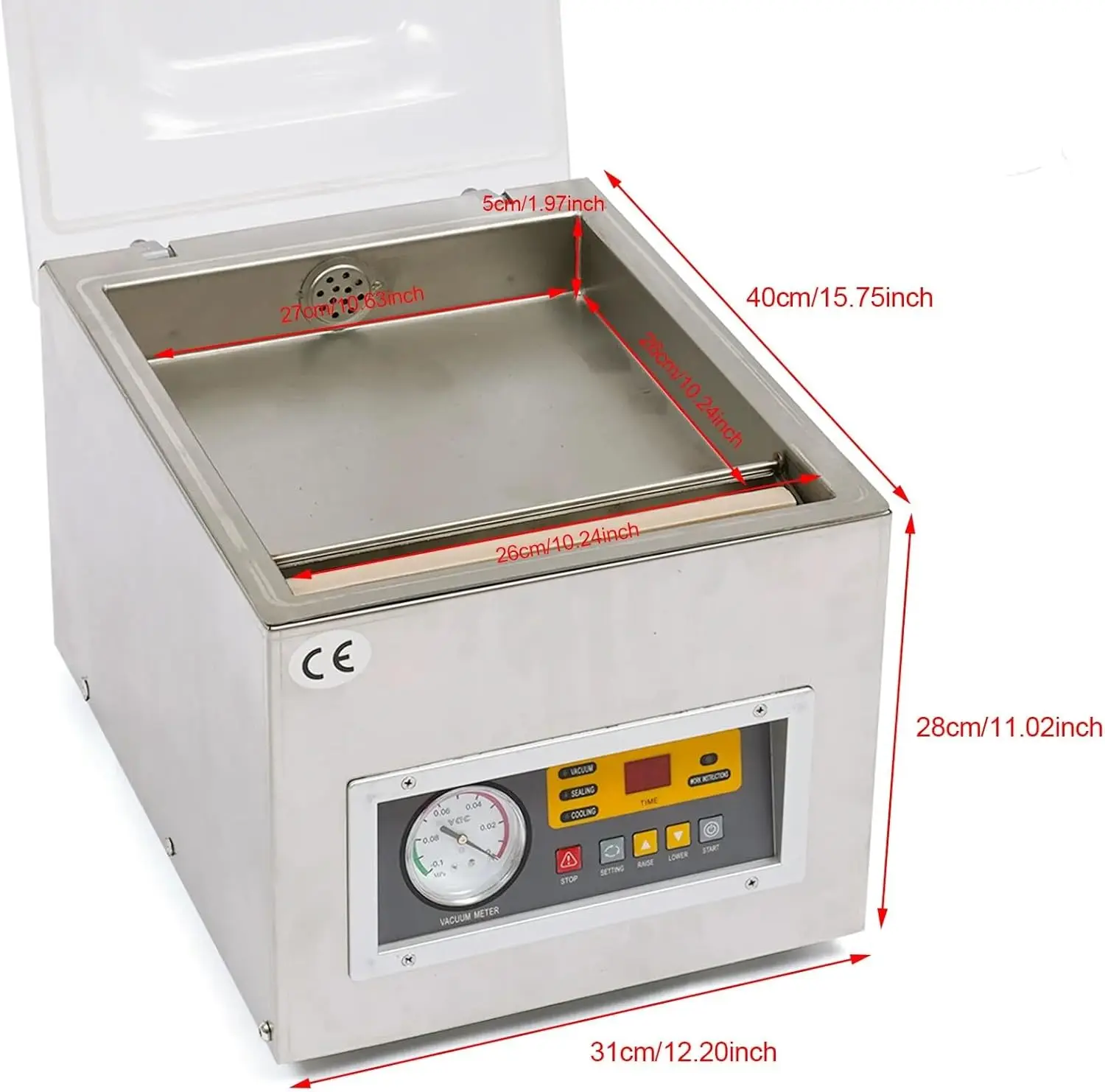 120W 110V Chamber Vacuum Sealer Machine,Dz-260S Tabletop Digital Vacuum Packing Sealing Machine,Kitchen Food Chamber Seal