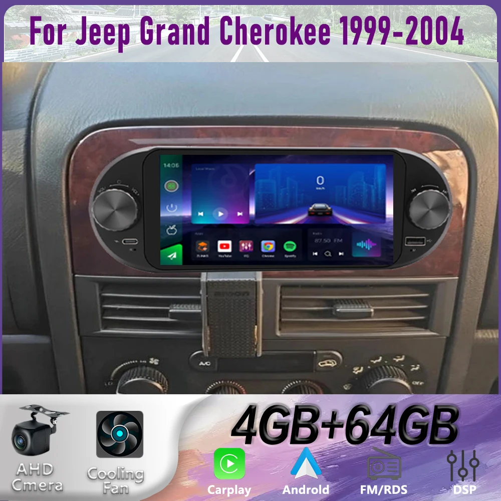 

6" For Jeep Grand Cherokee1999-2004 Car Radio Steering Wheel Control Google Map Stereo GPS Reversing Image 2DIN Head Unit 4+64GB