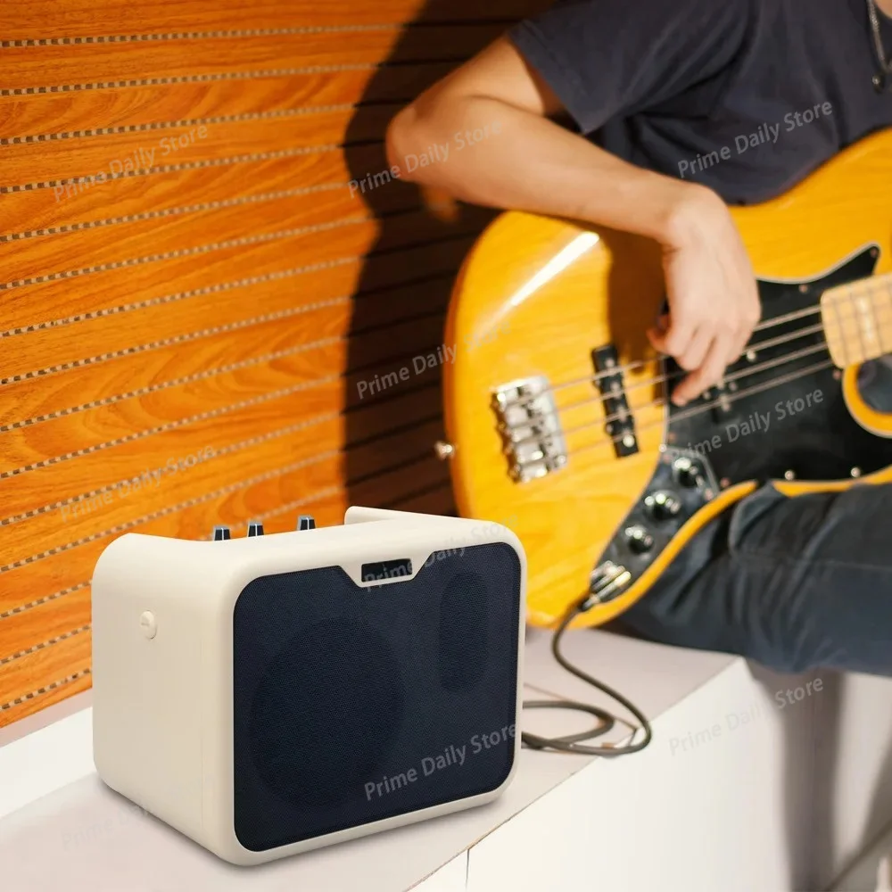 Portable Rechargeable Bass Amplifier, AMP Speaker for Electric & Acoustic Guitar Bass, Musical Instrument Accessory