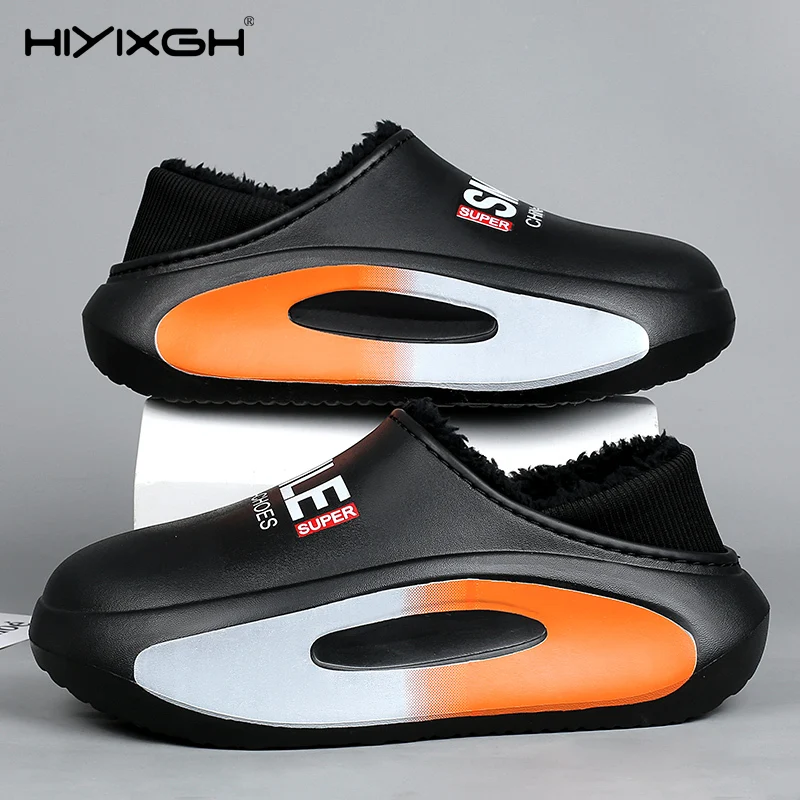 

2025 зимние модные мужские домашние тапочки, мужские флисовые тапочки с подошвой из ЭВА, мужские сандалии для взрослых, тапочки, шлепанцы, кроссовки