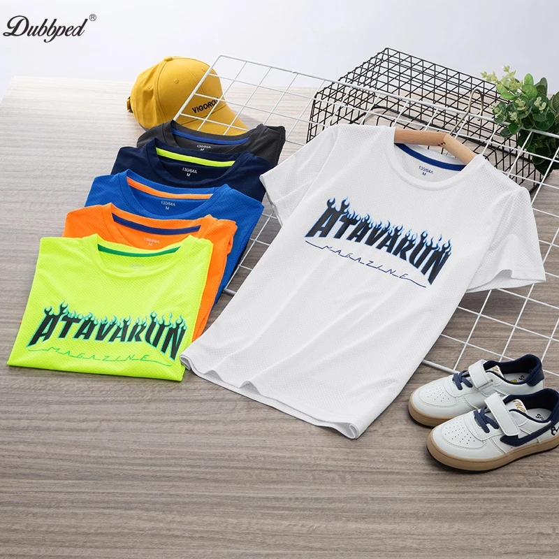 Dubbped Boys T-Shirt Kids TShirts Girls Casual Short Sleeves Print  Summer Children Quick drying clothesTee Shirts Tops