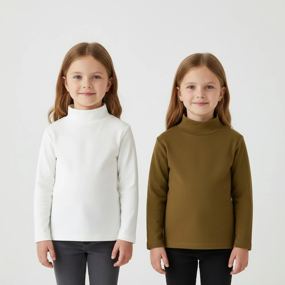 الخريف الشتاء الأطفال صبي فتاة لينة الدافئة طويلة الأكمام القمصان الأساسية طفل رضيع الاطفال ملابس جديدة تيز الياقة المدورة تي شيرت #3