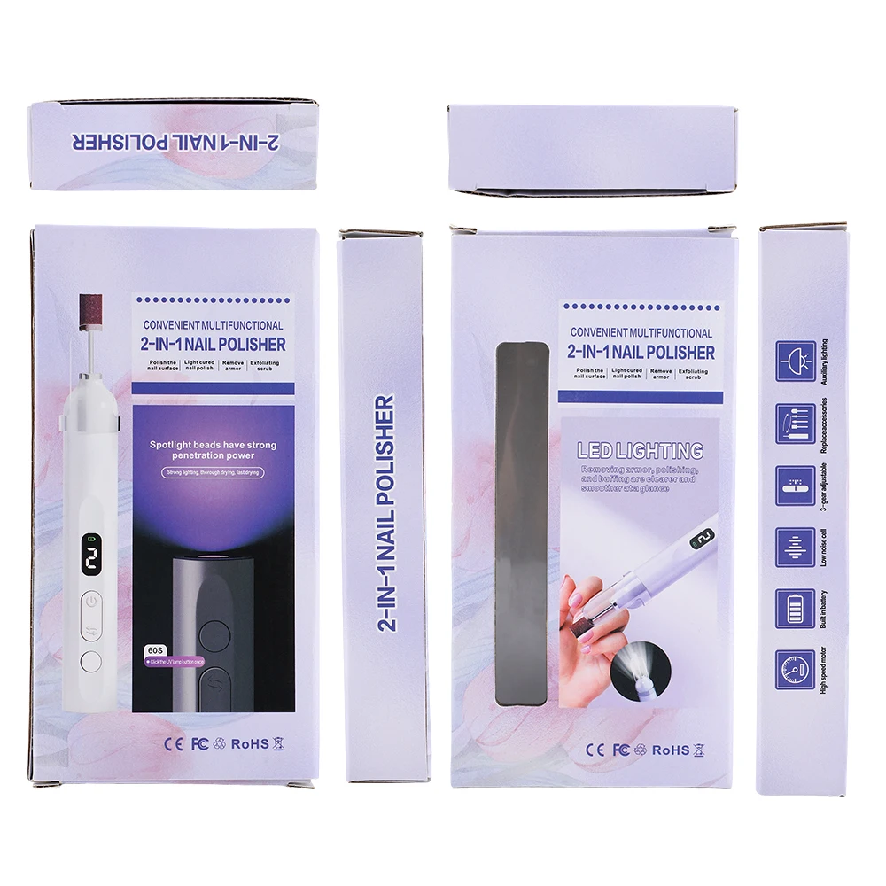 Máquina elétrica recarregável para unhas, lixa elétrica sem fio para unhas em gel acrílico, kit de manicure e pedicure