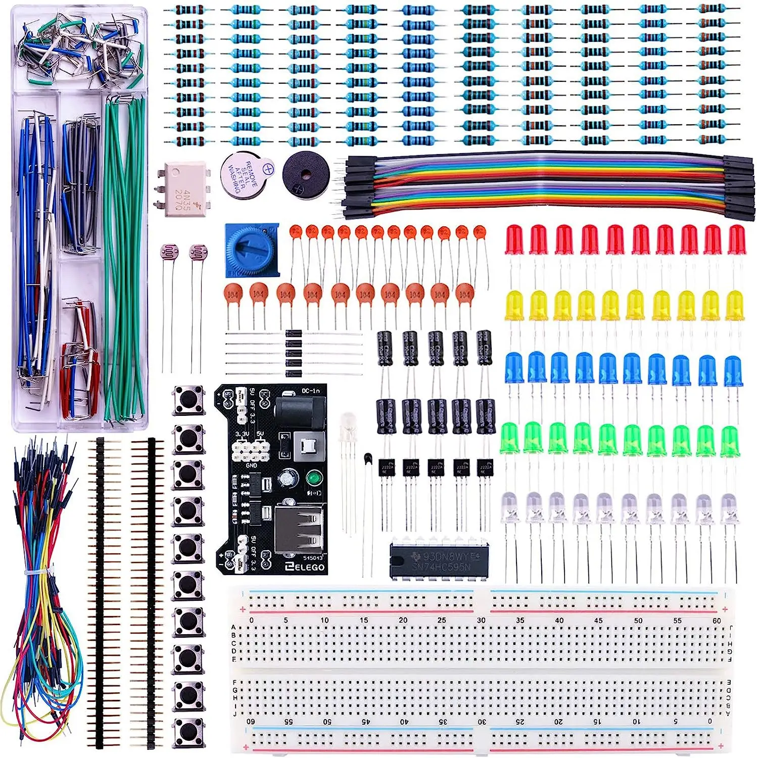 ELEGOO Upgraded Electronics Fun Kit with Power Supply Module, Jumper Wire, Precision Potentiometer for Arduino® and STM32