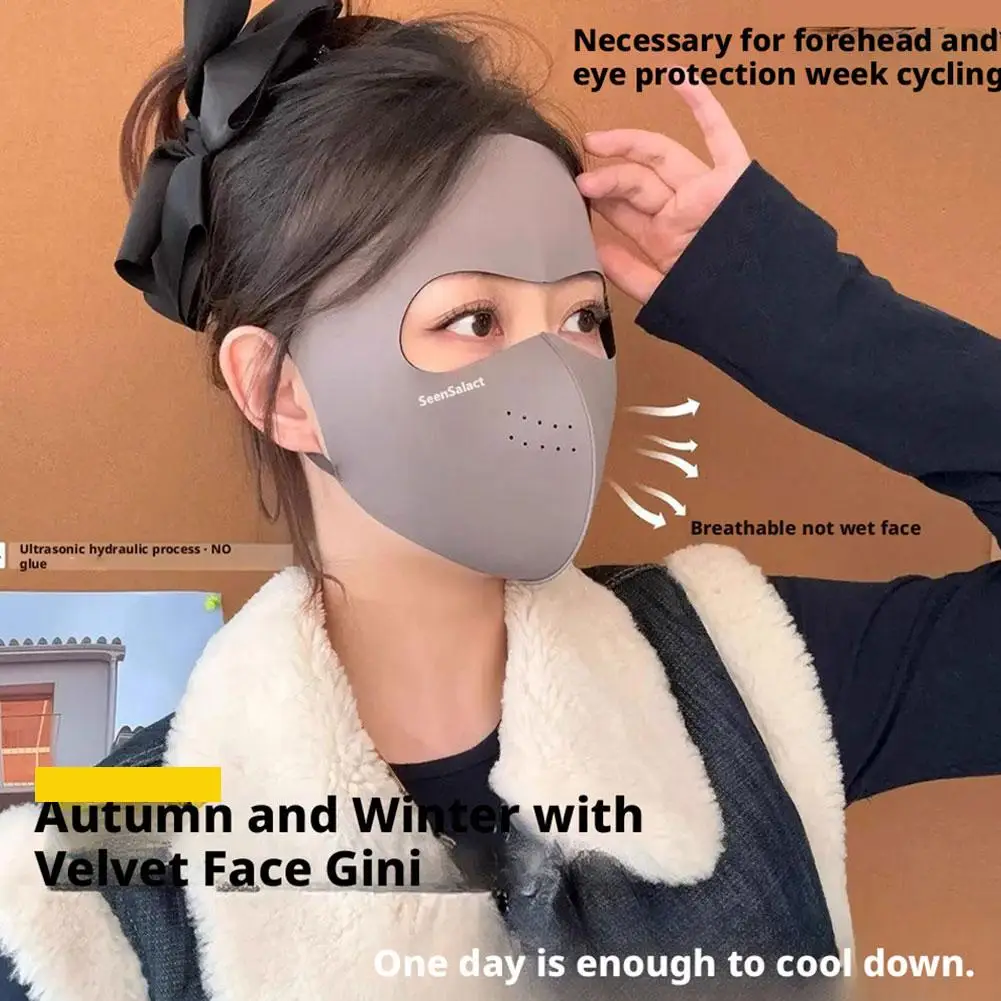 Зимняя маска для лица на флисовой подкладке из волокна гиалуроновой кислоты 360° °   Полнолицевой чехол, ветрозащитный, морозостойкий, антибактериальный дизайн для езды на велосипеде
