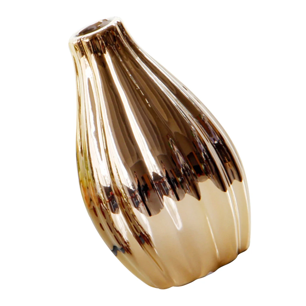 

1Pcs Gold Ceramic Vase Material Simple Style Home Office Desktop Decorative Flower Container Ceramic Vase