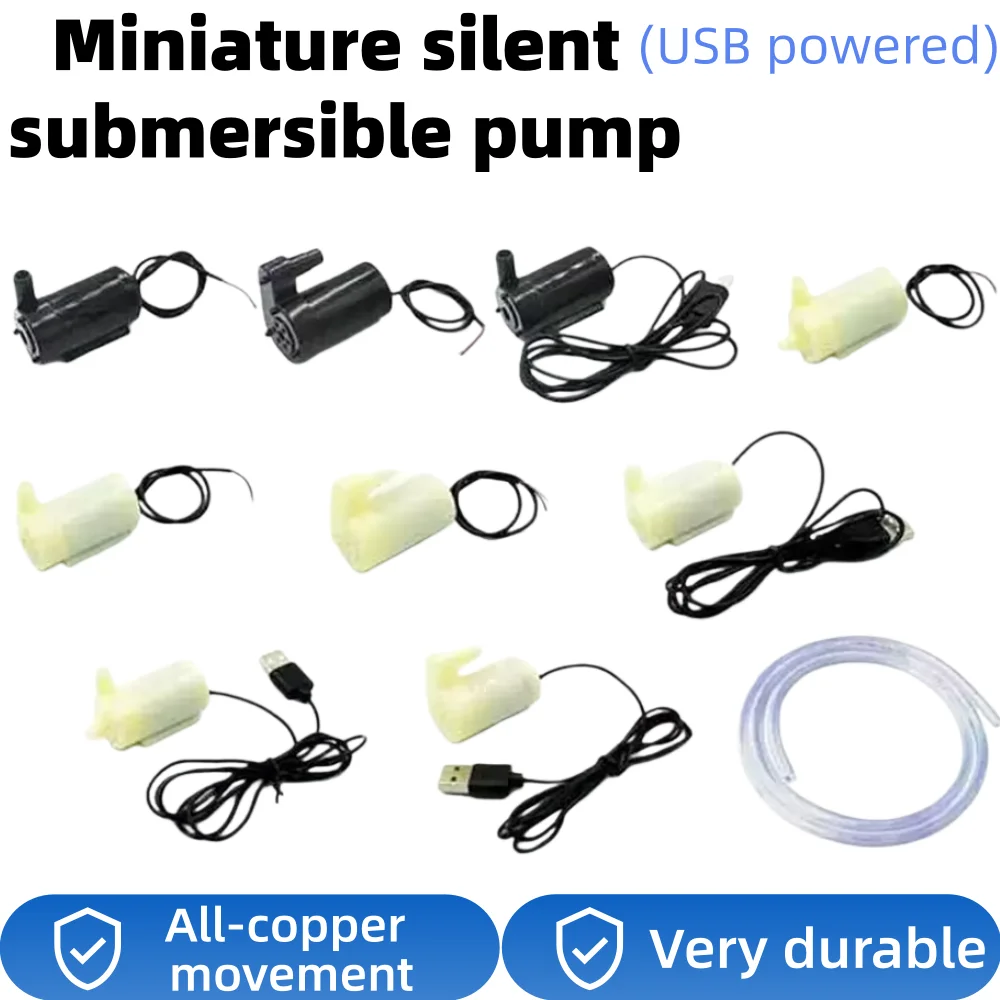 

10-1 шт., 5 В постоянного тока, 3 В, микропогружной моторный насос, бесшумный портативный погружной водяной насос USB для аквариума, фонтана, аквариума, сада