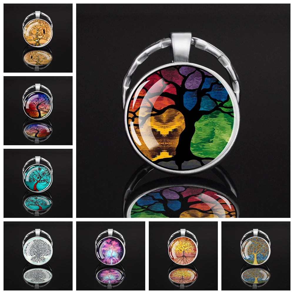 Life Tree Art Keychains Glass Cabochon Pendant Great Tree of Hope Cute Keychain Fashion Jewelry Men's Women's Birthday Gifts