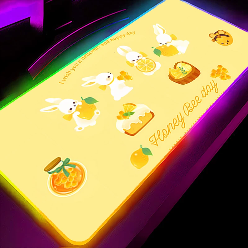 RGB LED Mouse Pad Rubber Mousepad Computer Gaming Accessories Keyboard Pad Office Decoracion Desk Dessert illustration Mouse Mat