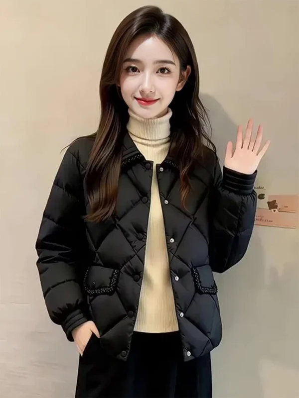 

Lightweight ort Cotton Jaet Women's Warmth Outerwear Winter Faion Korean Sle Loose Fit Long Sve Button Closure