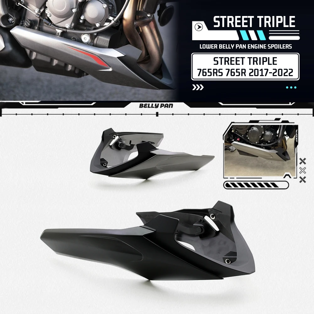 

For Street Triple 765 RS 765RS 765R 2017-2022 Motorcycle Accessories Chassi Belly Pan Lower Engine Spoiler Fairing Guards