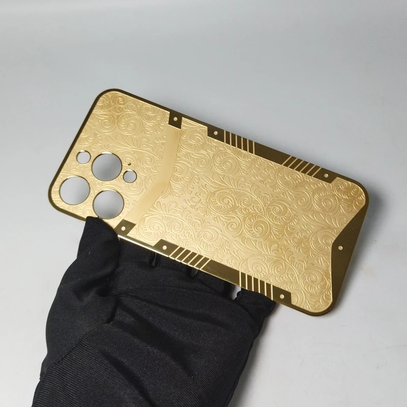 High quality OEM custom luxury plated gold housing with engraving luxury business mobile phone housing for iPhone