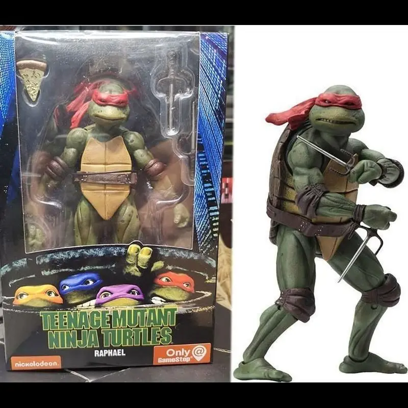 متوفر في المخزون Neca Turtles 1990 نمط الفيلم بيتزا نادي رافائيل ليوناردو مايكل أنجلو دوناتيلو شخصيات الرسوم المتحركة نموذج اللعب الهدايا