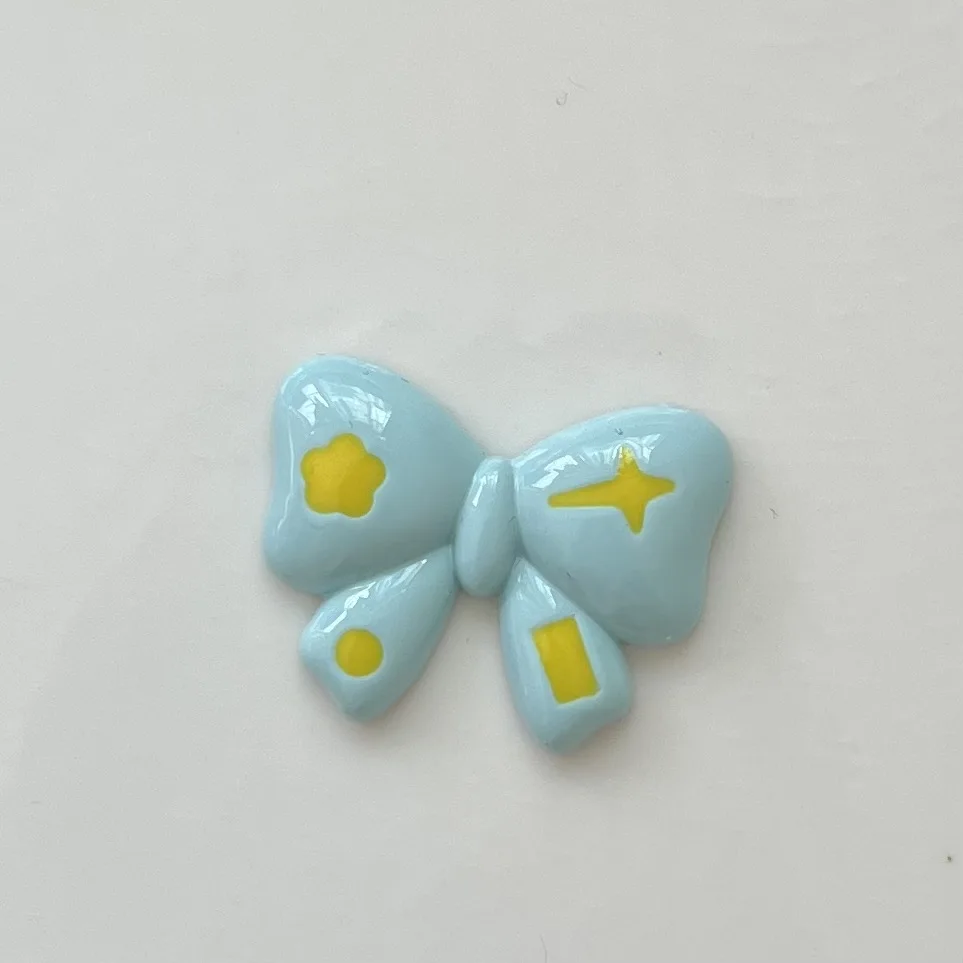 5 buah miniso seri busur warna-warni kartun resin cabochons pipih diy bahan kerajinan perhiasan membuat pesona