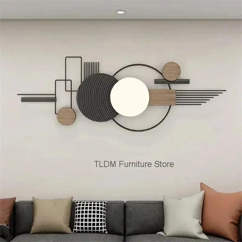 Nordic Living Room Retro Three-dimensional Ornaments Wrought Iron Wall Decoration Light Luxury Background Wall Hanging Clocks