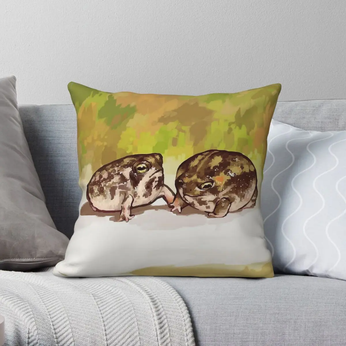 Desert Rain Frogs Square Pillowcase Polyester Linen Velvet Pattern Zip Decorative Sofa Seater Cushion Case