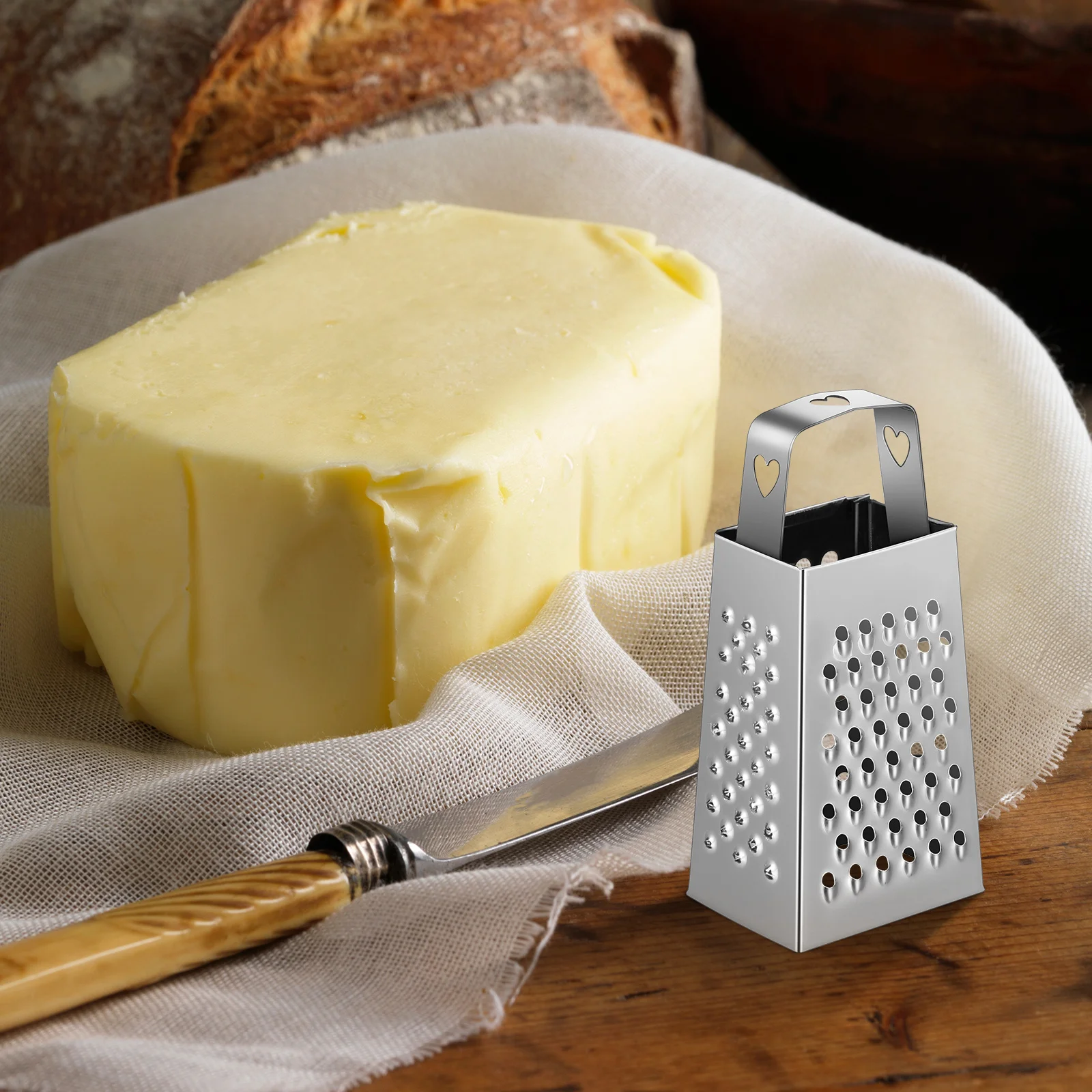 6Pcs Mini Stainless Steel Grater Four-Sided Cheese Slicer Kitchen Gadget for Vegetable Potato Carrot Garlic Ginger Shredding