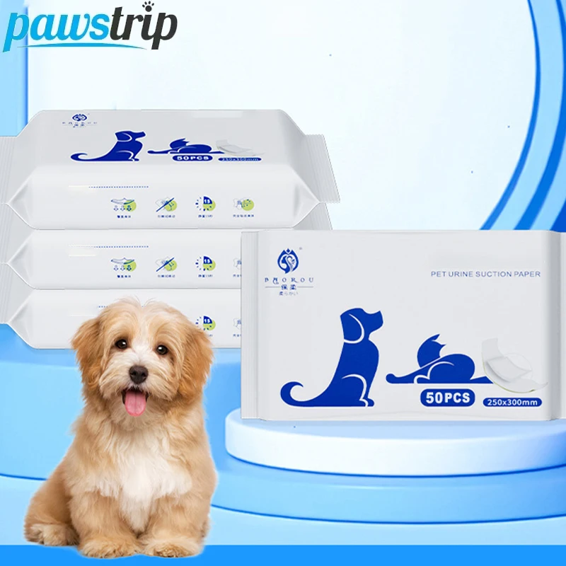 Papier absorbant jetable pour urine de chien, 50 pièces/paquet, couches épaisses et absorbantes pour chien, tissus Non tissés, papier pour pipi pour animaux de compagnie, fournitures pour animaux de compagnie