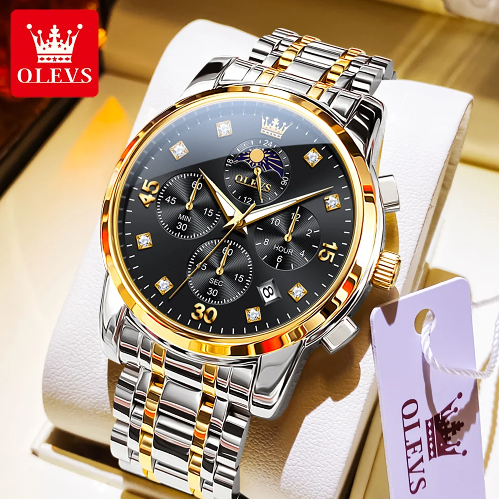 

OLEVS Luxury Military Quartz Watch for Men Waterproof Luminous Date Chronograph Man Watch Sport Stainless Steel Men's Watches