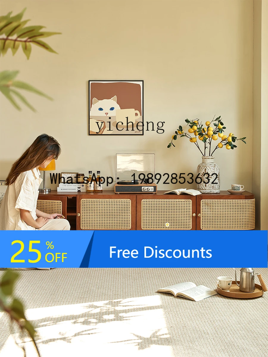 

Vintage Style Solid Wood Living Room Light Luxury High-End Home Storage Cabinet for Small Apartments