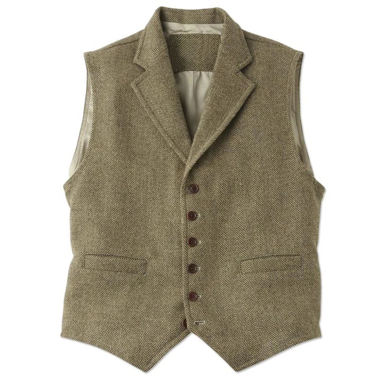 Laple  Neck Slim Fit Herringbone Waistcoat Single Breasted Men\'s Vest For Groosemen Wedding New Arrival