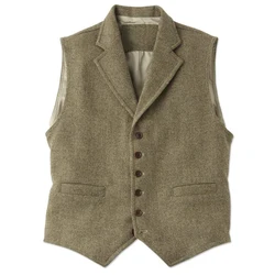 Gilet a spina di pesce Slim Fit con collo a bavero gilet monopetto da uomo per abiti da sposa nuovo arrivo