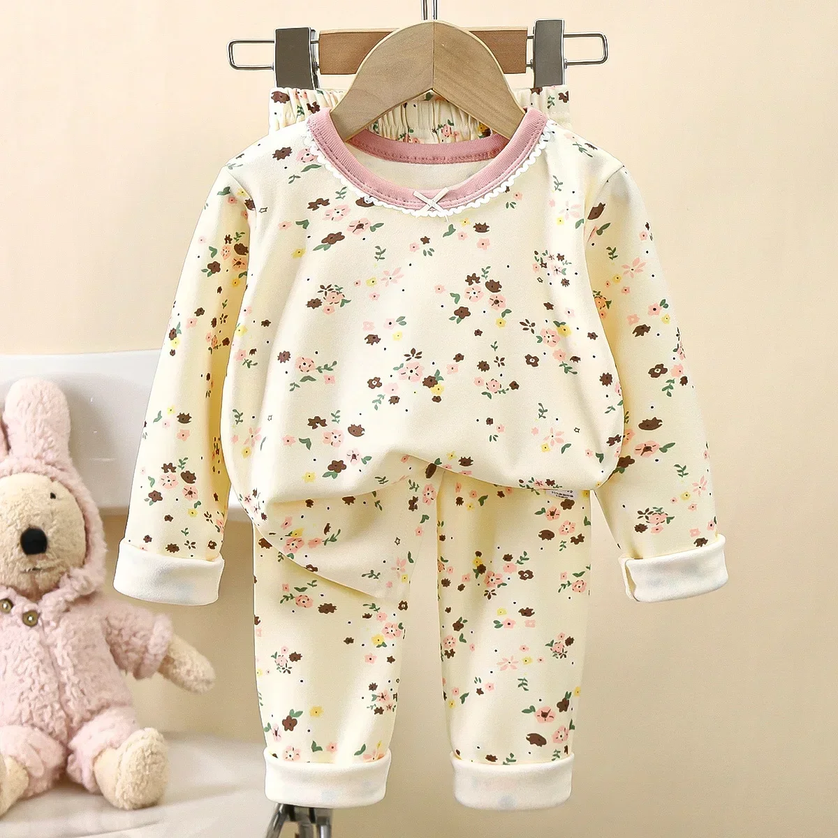 

New Kids Boys Girls Pajamas Cute Cartoon Panda Long Sleeve T-Shirt Tops + Pants Baby Spring Autumn Sleepwear Clothing Sets