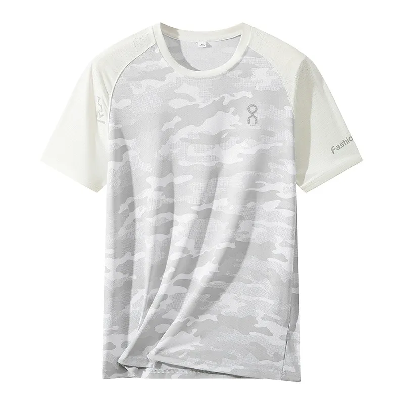 

Мужская футболка для активного отдыха, спорта, бега, бадминтона, быстросохнущая, дышащая, с принтом, влагоотводящая