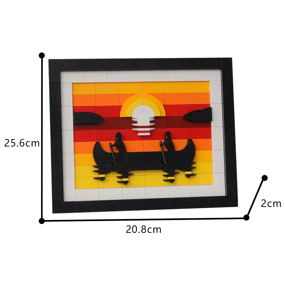 Gobricks MOC Canoe at Sunset Photo Frame Building Blocks Model Living Room landscape Decoration DIY Bricks Assembly Toys Gifts