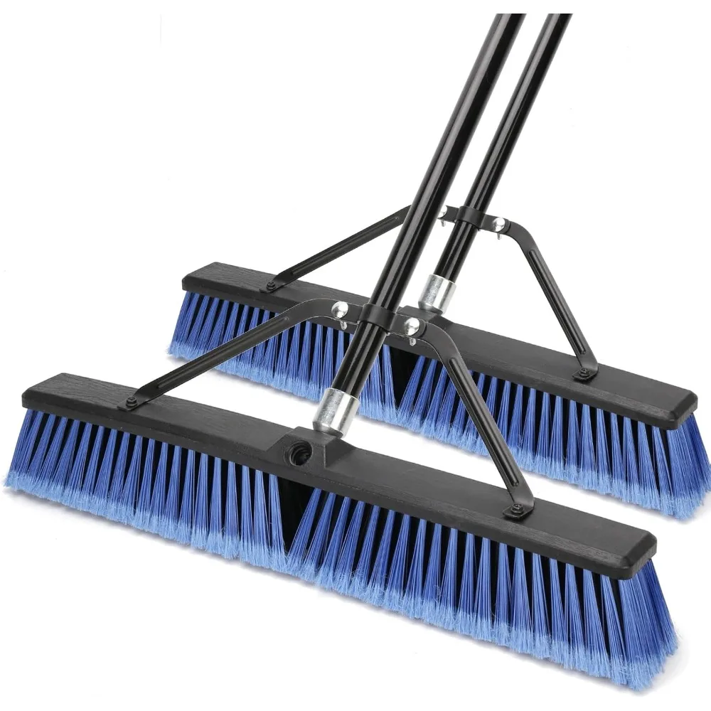 

24 inches Push Broom Outdoor Heavy Duty Broom Blue-2 Pack