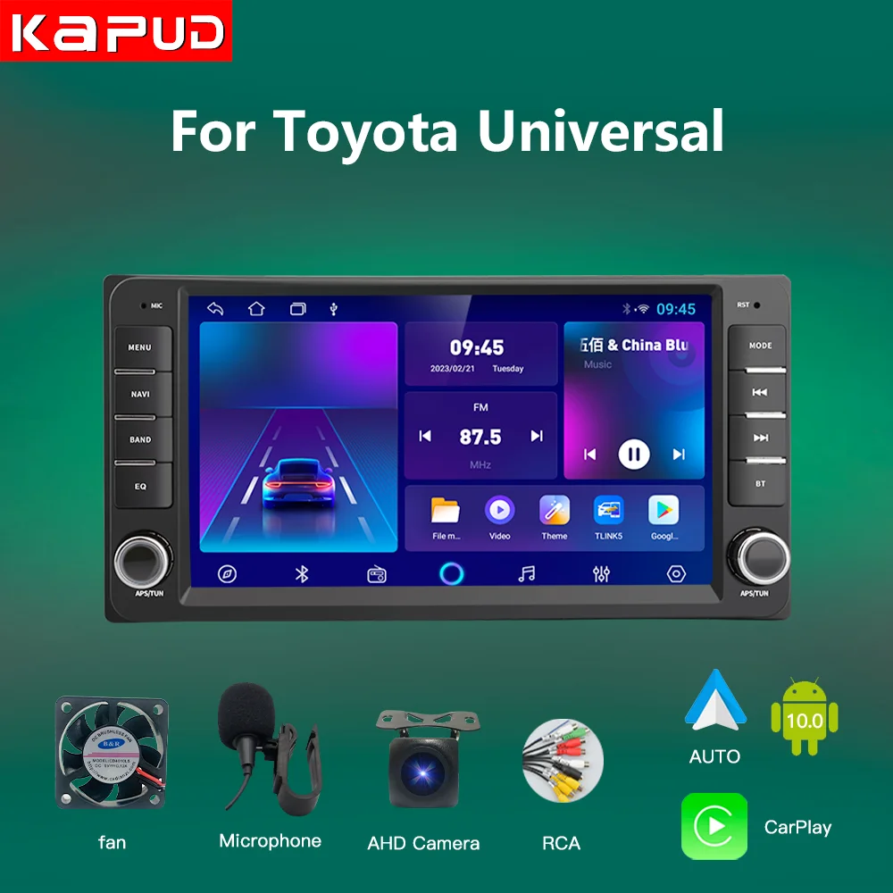 Kapud-Android Car Multimedia Radio, CarPlay, Auto GPS, WIFI, SWC, BT, DSP, Toyota Rav4, Hilux, Corolla, Terios, Prado, Aqua, Vish, 200*100