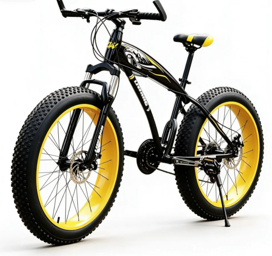 Vélo tout-terrain 26x4.0 à pneus larges pour hommes, jantes en alliage d'aluminium, neige, plage, montagne, vélo à pneus larges résistant à l'usure