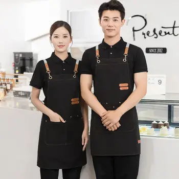 남녀공용 방수 주방 앞치마, 주머니가 있는 맨딜 청소, 레스토랑 상점 웨이터 작업복