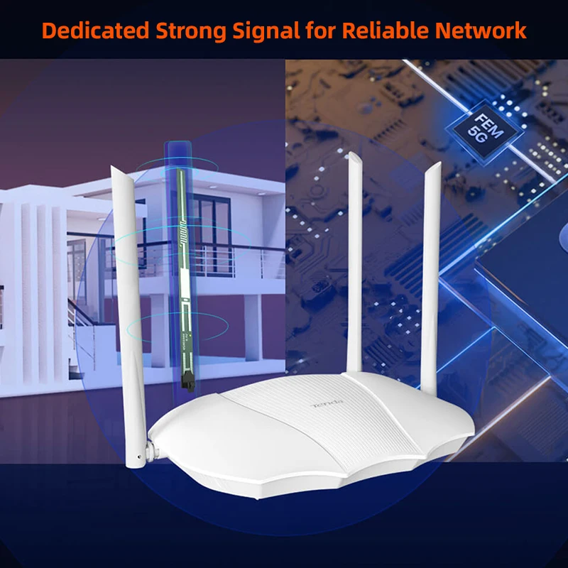 Tenda AX3000 Dual-Band Gigabit Wi-Fi 6 Router RX9 Generation Rate Up to 2976Mbps (2.4GHz: 574Mbps, 5GHz: 2402Mbps)