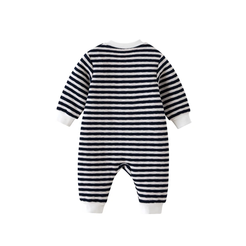 Autumn Winter Newborn Baby Rompers Thicken Warm Stripe Infants Boys Jumpsuits One Piece Clothes