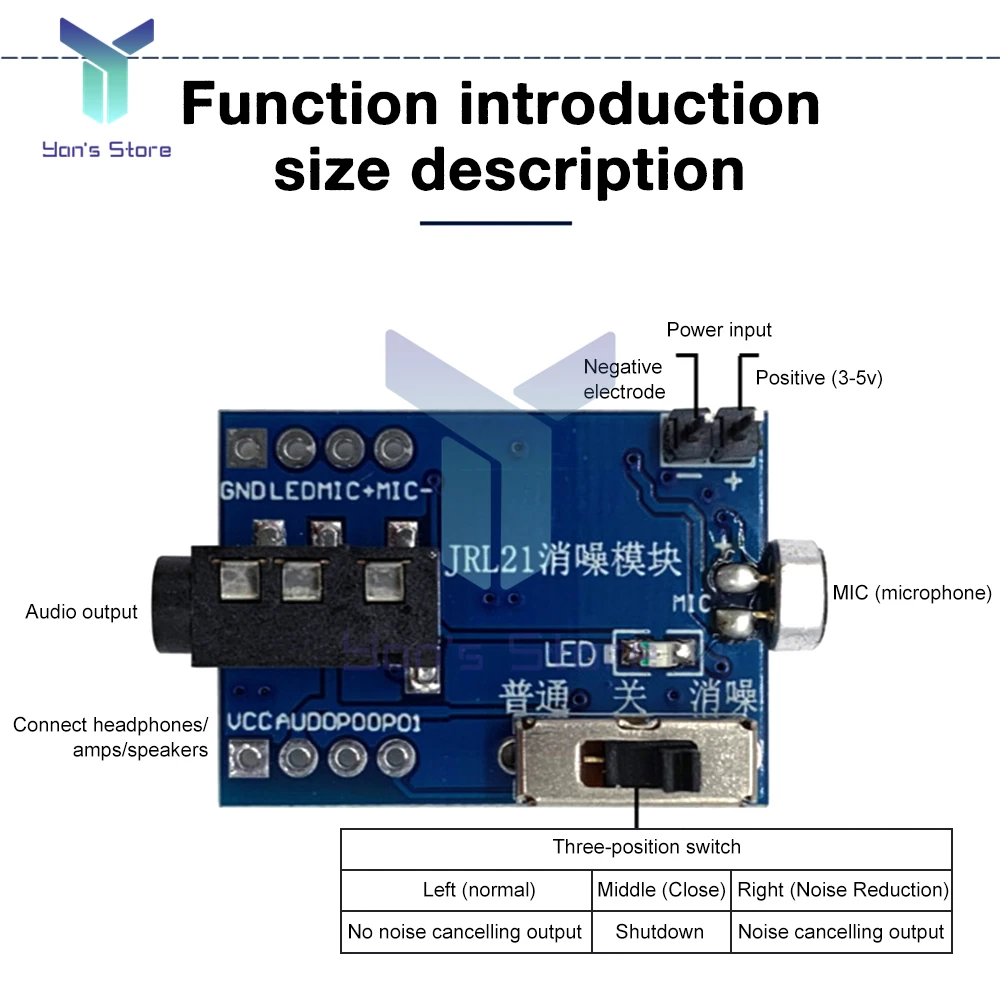 JRL21 HD Noise Reduction Microphone Module Megaphone module real-time noise canceling movement vocal pickup chip