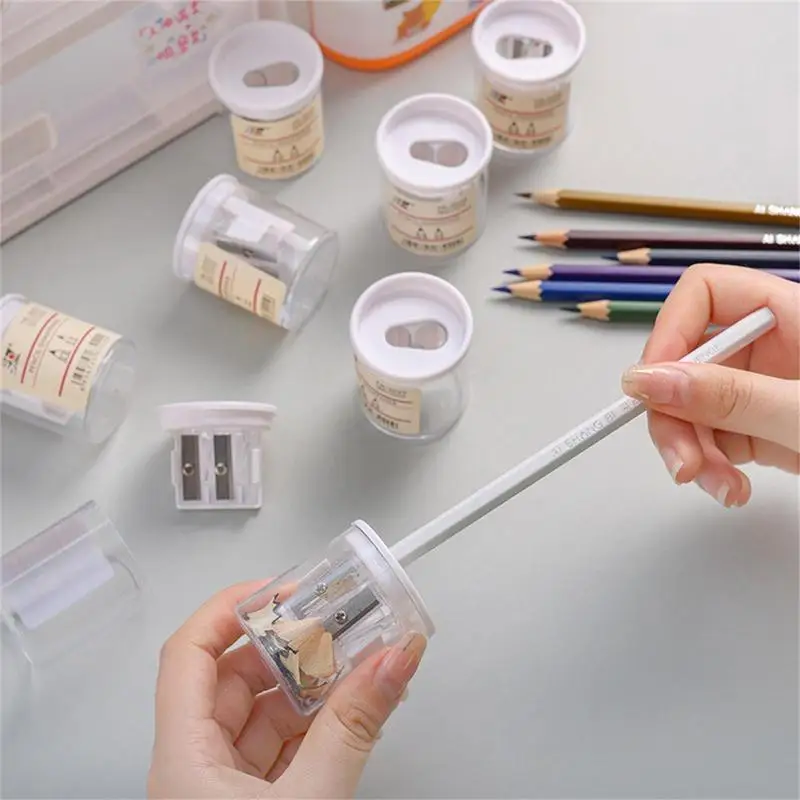Sacapuntas transparente, sacapuntas de mano, lápiz labial portátil, cortador de afilado, suministros escolares para niños y niñas