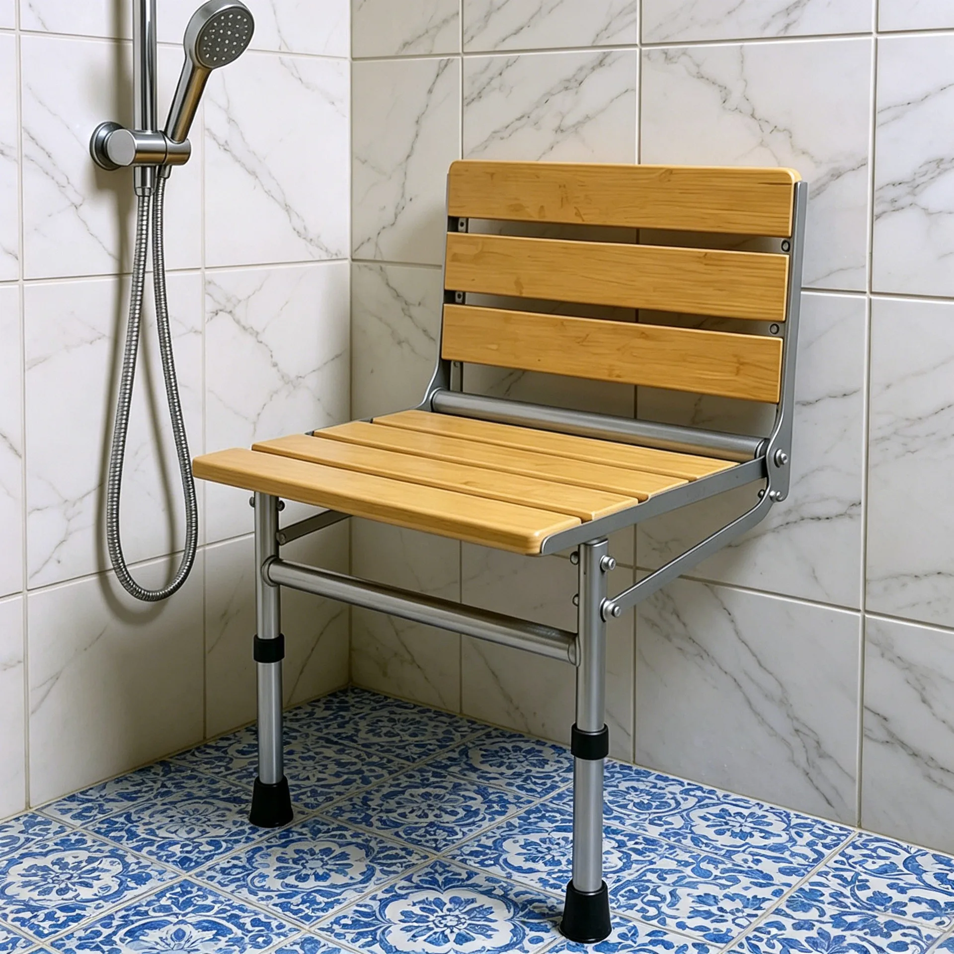 Stainless steel folding shower stool park rest area chair toilet universal wall-mounted non-slip raised bath stool