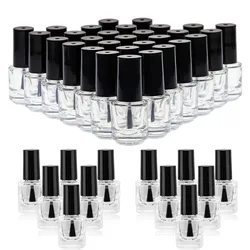 5ml/10ml/15ml Mini Empty Clear Glass Nail Polish Bottles w/ Brush Cap Refillable Containers For Nail Art Lip Golss Liquid Sample