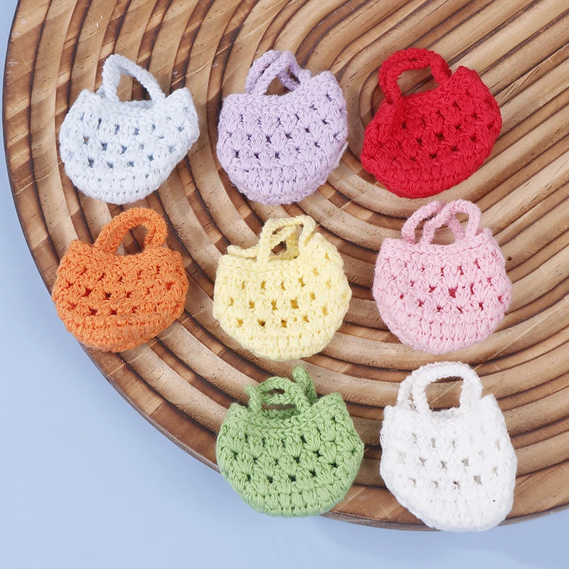 Mini bonito Lã Crochet Bag, DIY Acessórios, saco pequeno, BJD Boneca, Dollhouse, 1Pc, 1Pc