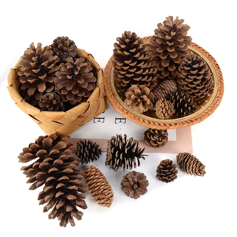 1-10pcs Natural Pine Nuts Fruit Dried Artificial Flowers Pineapple Cones For Home Christmas DIY Garland Wreath Wedding Decor