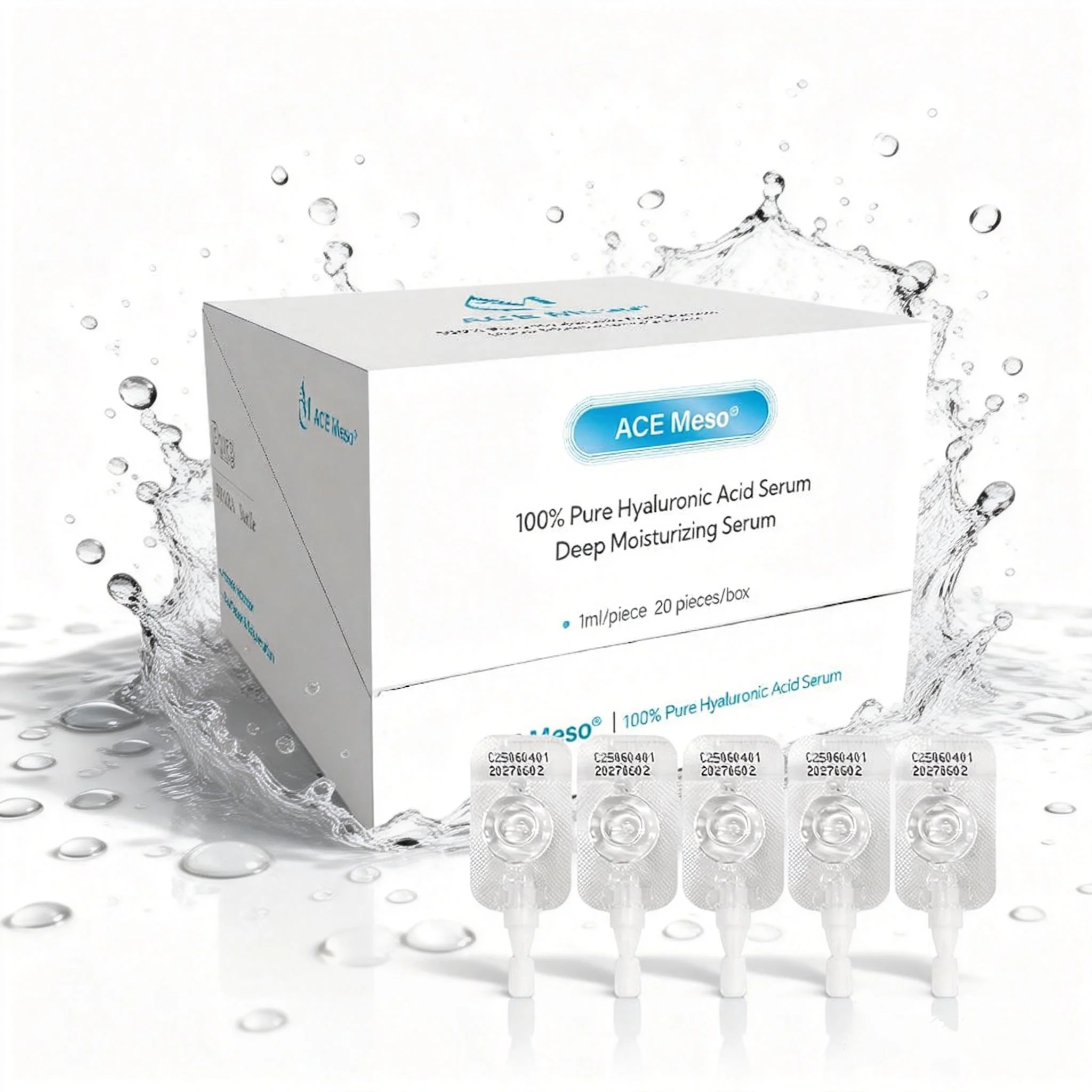 

100% чистая гиалуроновая кислота: глубоко увлажняющая сыворотка, 1 мл/шт., 20 шт./упаковка, увлажняющая эссенция