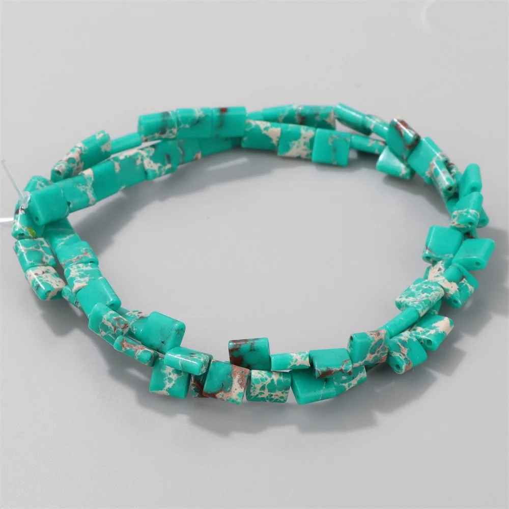 Two Hole Flat Square Heishi Stone Bead 5MM Muticolor Imperial Amazonite Jasper Bohemian Tila Stone Beads For Jewelry Making DIY
