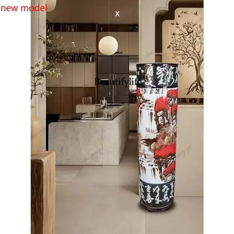 DD182Hongyun Dangtou hand-painted ceramic vase quiver Jingdezhen living room villa company floor ornament