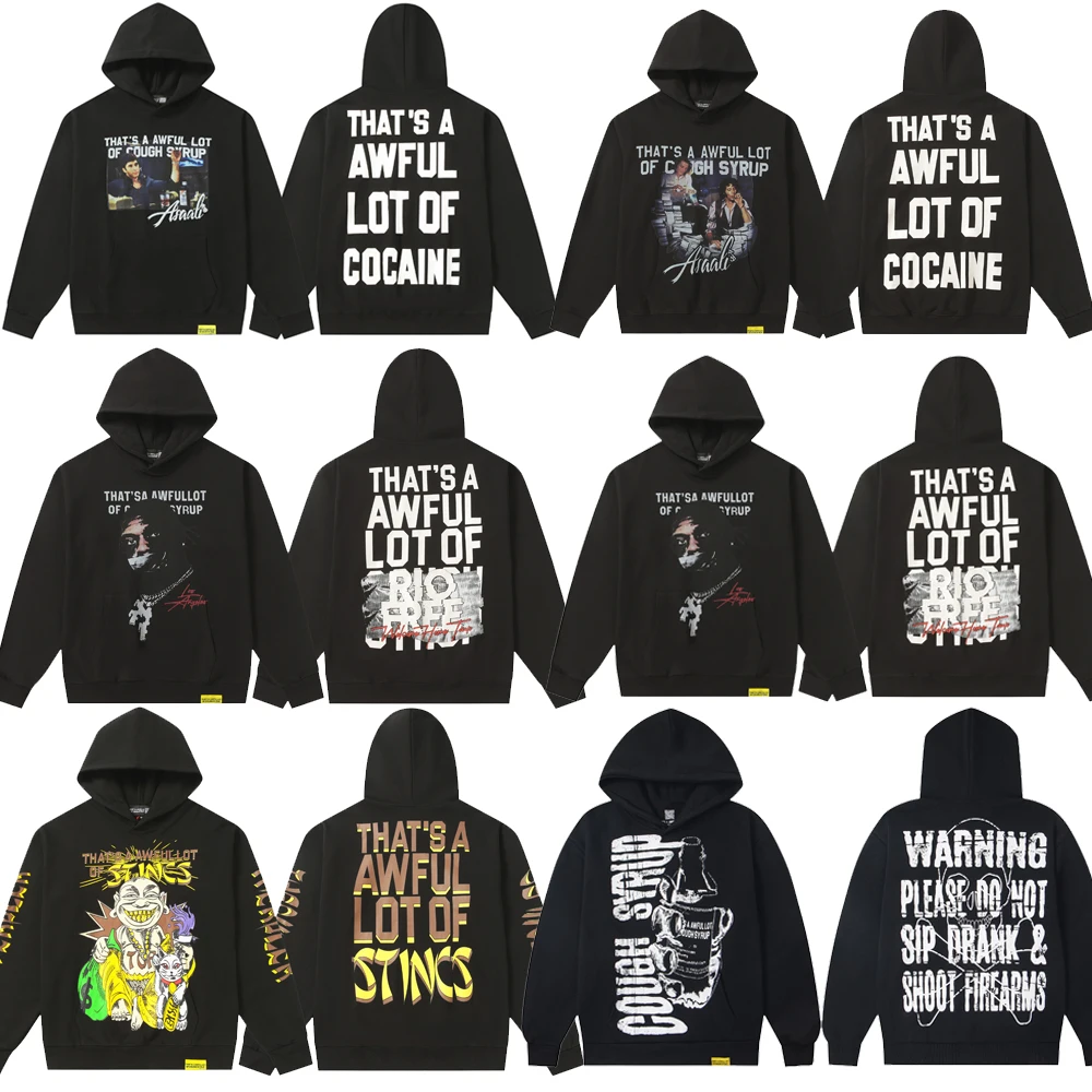 هذا الكثير من الرائع من CUGH SYRUP مقنعين البلوز الرجال إلكتروني نمط طباعة هوديس الأمريكية خمر جديد هوديس الرجال