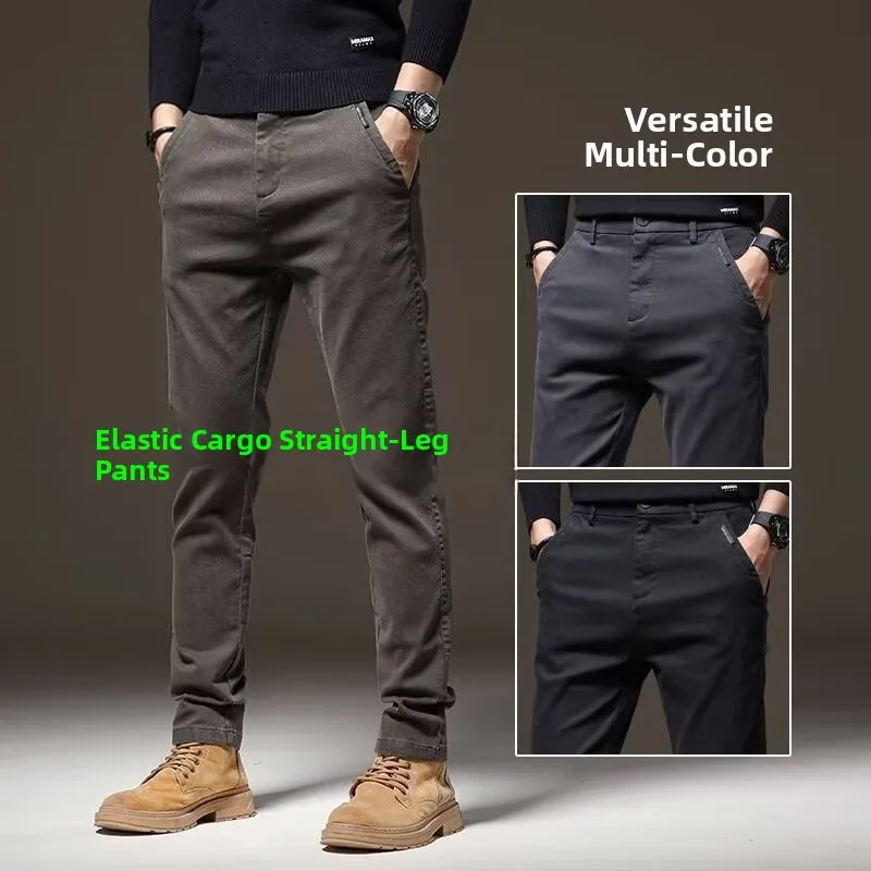 

Мужские повседневные прямые рабочие брюки большого размера, свободный крой, модные эластичные утягивающие износостойкие весенне-летние осенние хлопковые брюки...