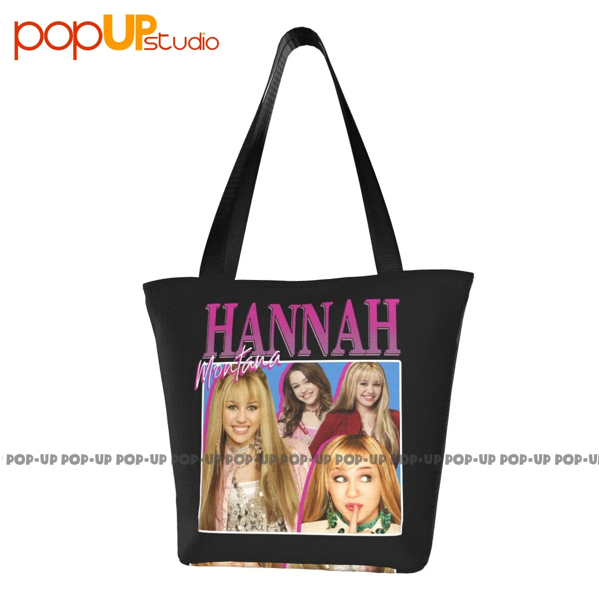 Hannah Montana Miley Cyrus P-197 Fashion Handbags Polyester Shopping Bag Supermarket