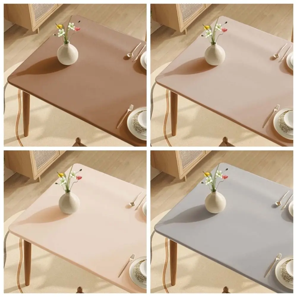 Rectangular Imitation Sheepskin Tablecloth Smooth Full Wrapped Solid Color Table Cover with Straps Anti-Slip